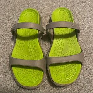 Crocs Cleo Green and Grey Sandals